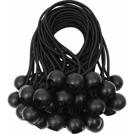 Tendeur de bâche Tendeurs à boule tendeur élastique tendeur en caoutchouc pour bannière, bâche, pavillon, tente, rideaux Harnais d’extension, support de bâche Blanc, 15cm (Noir, 40pcs) (1/5)