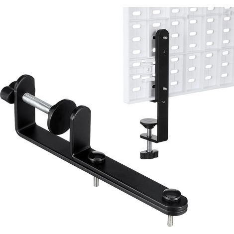Support de Bureau et Installation Facile en Fer Noir pour Panneau Perforé 2 Pièces, Résistance à L'usure pour Fixation de Table et Rangement Pratique (1/5)