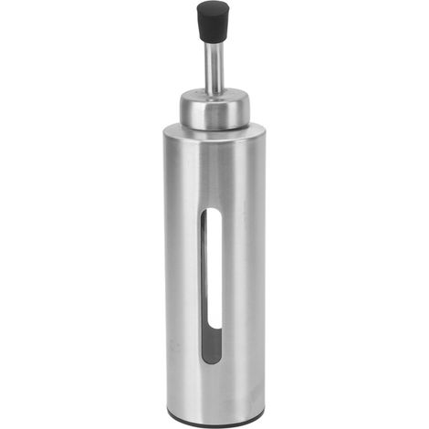 Bouteille à huile en acier inoxydable 220ml pour huile d'olive, vinaigre et sauce soja, distributeur de sauce rond (1/5)