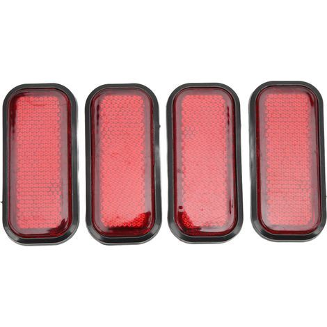 Rechteckige Sicherheitsreflektoren, reflektierender ABS-Aufkleber, universell für Auto und Motorrad, rot (1/5)