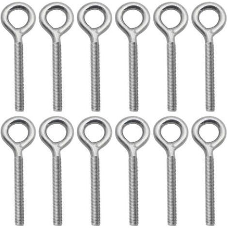 Packung mit 12 Ringschrauben M6 x 70 mm aus Edelstahl 304 – Gewinderingstangen als Befestigungselemente, ideal zum Aufhängen von Gegenständen in Haus, Garten oder Industrie
