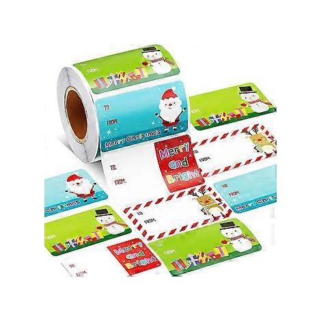 Weihnachtsgeschenk-Etiketten, 500 Stück/Rolle, selbstklebende Weihnachtsgeschenk-Etiketten für Geschenktüten, Etikettenaufkleber, Weihnachtsdekoration