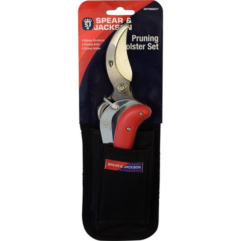 Spear & Jackson CUTTINGSET7 Set di cesoie a doppio taglio, coltello e fondina