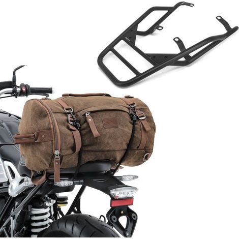 Porte Bagages compatible avec BMW R NineT / Pure 14-23 noir Craftride GT1 + Sacoche de selle 25L