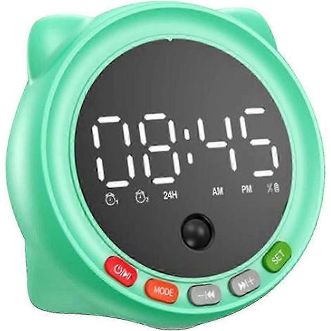 Réveil de chambre, radio-réveil avec haut-parleur Bluetooth, double alarme, réveil Bluetooth, horloge numérique verte (1/5)
