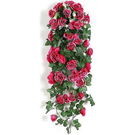 Décoration d'intérieur tendance, fleurs artificielles, roses suspendues, fausses plantes grimpantes pour la maison et le jardin.rose rouge (1/5)