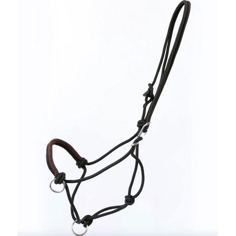 nero / marrone - Cavezza noseband con nodi e anelli per agganciare le redini