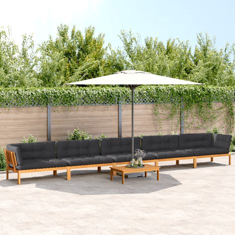 6-tlg. Garten-Sofagarnitur aus Paletten mit Kissen Akazienholz (1/5)