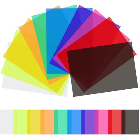 Lot de 20 filtres de couleur transparents, gélatines et films de correction de couleur.-30.00X21.00X0.10CM