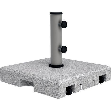 Pied de parasol carré en granit - base de lestage poids net 28kg en métal avec 2 roulettes - dim. 41L x 41l x 37,5H cm (1/5)