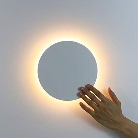 Applique Murale Chambre Avec Capteur Tactile, Lampe Mural Salon d'Intérieur Ronde 8W lumière tricolore, Luminaire Eclairage Mural Aluminium Blanc 18cm (1/5)