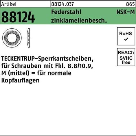 Arandela  de  bloqueo  R  88124  NSK-M  12  acero  para  muelles  con  recubrimiento  de  láminas  de  zinc  500  uds.  TECKENTRUP (1/2)