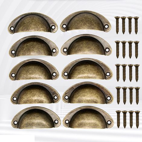 10 Muschelgriffe, Vintage-Schubladengriffe, Retro-Halbkreis-Küchentürgriffe und -knöpfe, Kommodentürgriffe (1/5)