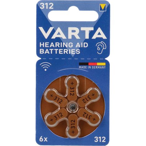 PILA PER APPARECCHI ACUSTICI '312' Pz 6 - 1,45 V - VARTA