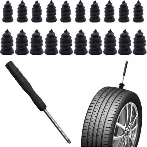 21-teiliges Reparaturset für schlauchlose Autoreifen mit Pilzkopf und Schraubendreher, Reparaturset-Stopfen für Reifenpannen und -platten an Autos, Motorrädern, LKWs und Traktoren (1/5)