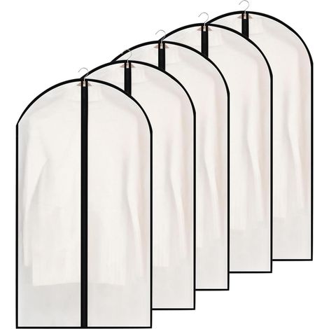 Housse à vêtements costume 5 pièces, sacs vêtements semi-transparents 60x120 cm, housses zippées pour robes vestes chemises (1/5)