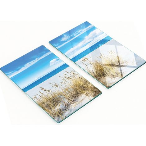 Dekorative Schneidebretter aus gehärtetem Glas, Motiv: Sandstrand, 2 x 30 x 52 cm (1/5)