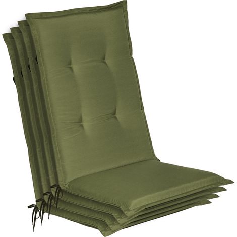 Lot de 4 coussins d'assise pour chaises de jardin Loft HL vert olive, 120 x 50 x 6 cm (1/5)
