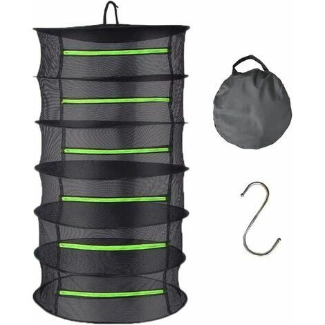 1 séchoir à herbes, filet de séchage suspendu 6 niveaux, structure acier renforcée, maille polyester non toxique, idéal pour herbes aromatiques et culture hydroponique (1/5)