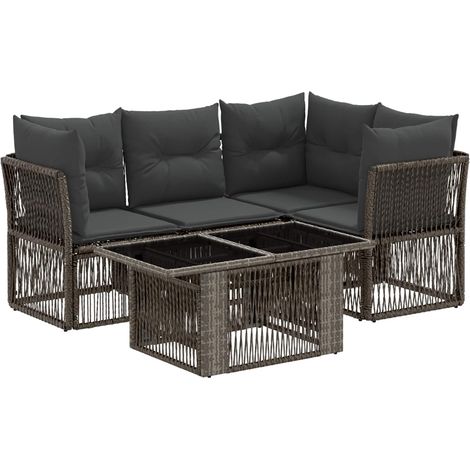 Set Divano da Giardino 5 pz Grigio polyrattan vidaXL (1/5)