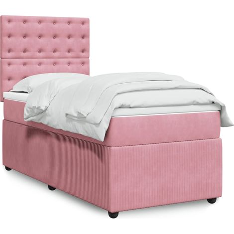 Giroletto a Molle con Materasso Rosa 100x200 cm in Velluto vidaXL (1/5)