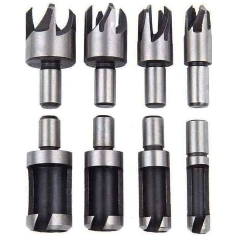 Fraise Bouchonner Bois Lot de 8 Mèche Bouchon Bois Foret Faire Cheville Outil de Coupe pour Faire une Bois Bouchon Cheville Tourillon Goujon Tenon Dowel (1/4)