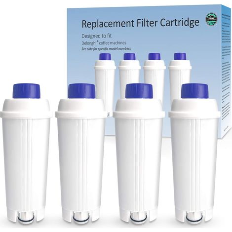 DLSC002 Filtres à Eau pour Machine à café avec Amortisseur en Charbon Actif, Delonghi Water Filter Replacement Compatible avec Machines à café ECAM, Esam, ETAM, BCO, EC. (Lot de 4) (1/5)