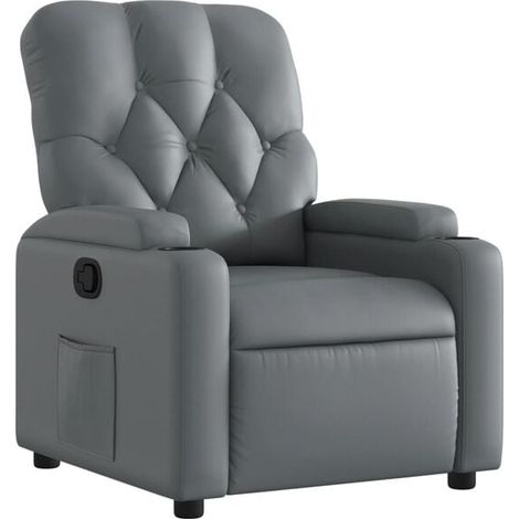 Fauteuil inclinable en similicuir gris (1/5)