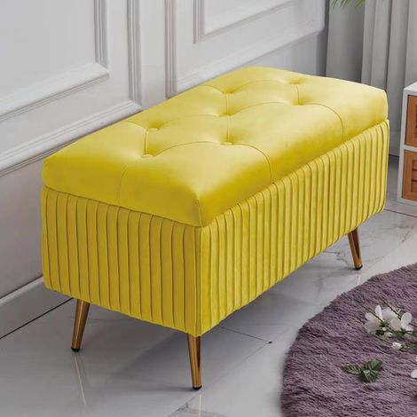 Pouf Panca Contenitore in Velluto Rettangolare Morbido Capiente Divanetto Divano (1/4)