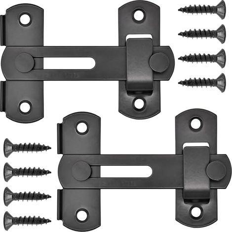 Stainless Steel Sliding Door Bolt Lock with Screws for Window, Closet, Garden, Interior Doors, Security (Black, 4 Inches) (1/5)