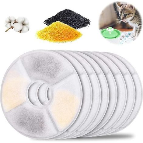Filtre de Remplacement pour Fontaine à Eau pour Animaux - Charbon Actif et Résine Échangeuse d'Ions - Compatible avec Fontaines Automatiques pour Chat et Chien - Lot de 8 (1/3)