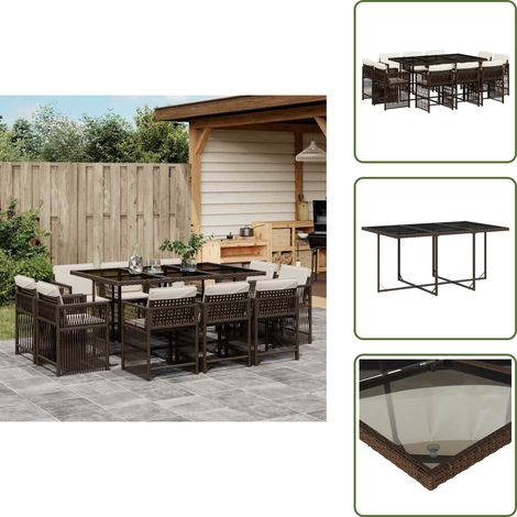 Ensemble à manger de jardin et coussins 11 pcs marron rotin - Salon De Jardin - Meuble De Jardin - Set De Salon De Jardin - Mobilier De Jardin - Table De Jardin (1/5)