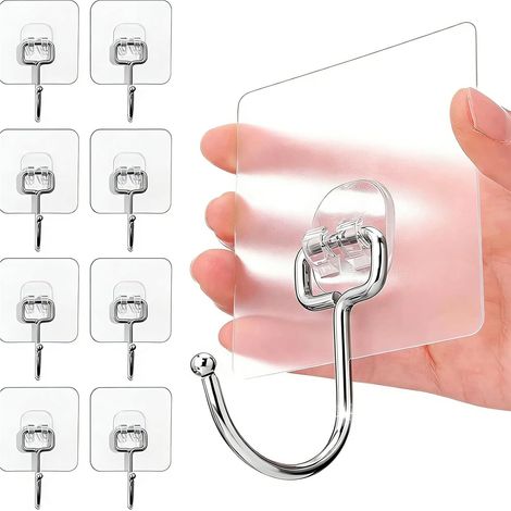 32 Stück 15kg (Max) Selbstklebend Haken Extra Stark, Große Klebehaken Transparent Haken Selbstklebend Wandhaken Selbstklebend für Küche Bad Wand & Decke Aufhänger