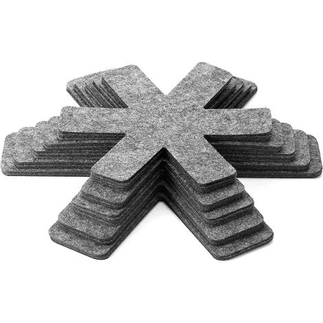 Set mit 20 Schonern und 5 Trennwänden aus grauem Filz für Töpfe und Pfannen, verschiedene Größen, rutschfeste und kratzfeste Pads zum Stapeln und Schützen Ihrer Küchenutensilien (1/5)