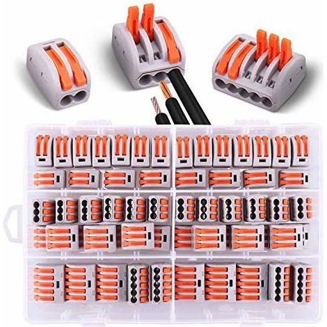 Bornes de connexion automatique NETBOAT - kit 50 pièces (35x2p, 100x3p, 5x5p) - orange (1/5)