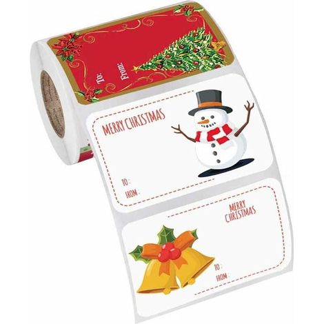Etiquettes Cadeaux Noel Auto-Adhesives - 250 Pièces - Motif Fleurs De Noël - Usage Intérieur Et Extérieur (1/5)