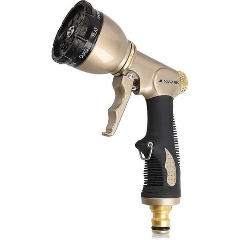 Heavy-Duty Metal Garden Hose Nozzle, Flexible Use With 8 Adjustable Patterns, Ergonomic Handle For Comfort Grip, High-Pressure Outdoor Watering, Fits