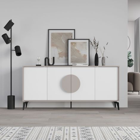 Decortie Gora Console Sideboard Display Unit 180Cm - Mocha Grey / White (1/5)