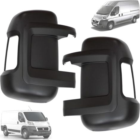 Coque de rétroviseur, gauche et droite, compatible avec Boxer (2006-2014), Jumper (2006-2014), Ducato (2006-2014) 735424438, 735424437 Boîtier, coque noire (lot de 2).