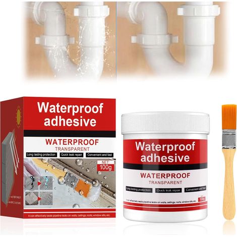 Scellant Isolant Étanche, Adhésif d’étanchéité, Waterproof Anti Leakage Agent,pour Salle de bain, Toilettes, Carrelage, Murs, Toit (100 g) (1/5)