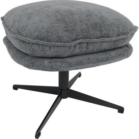 [NON UTILIZZATO] Sgabello imbottito HHG-704, seduta/poggiapiedi pouf stoffa/tessuto ciniglia (370 g/m²), grigio