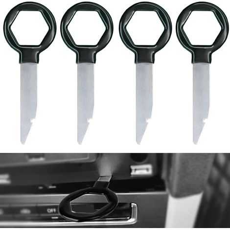 4 Stück Autoradio-Entfernungsschlüssel, Autoradio-Entfernungswerkzeuge, Autoradio-Entfernungsschlüssel, ergonomisches Design, massiver Edelstahl (schwarz)