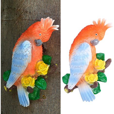Décoration Sculpture Résine Cockatoo - Ornements de Cockatoo en Résine Synthétique pour Jardins et Décorations Intérieures, 14.5x25cm (1/5)