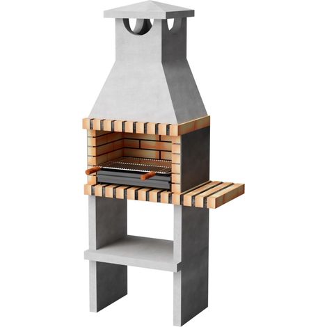 MOVELAR - Barbacoa de Obra con Caballete lateral mini Niza/Zon Plus 1 (Gris, naranja - 91 x 46 x 46 cm) - Uso en Exteriores (1/2)