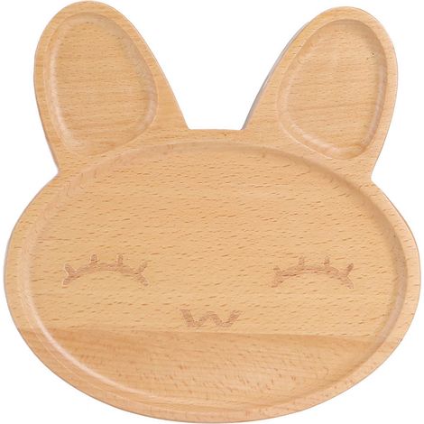 Assiette en Bois Animaux Mignons pour Enfants - Plateau de Service pour Collations et Repas (1/5)