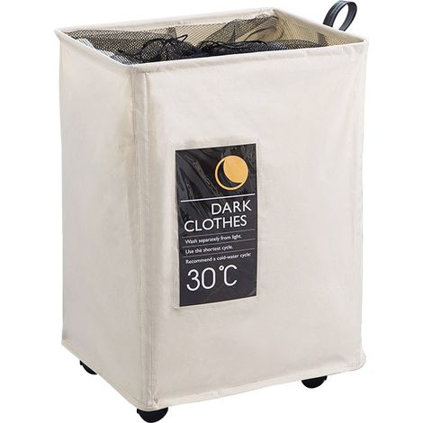 Panier à linge sale roulettes, cordon tissu Oxford maille, rangement vêtements (1/4)