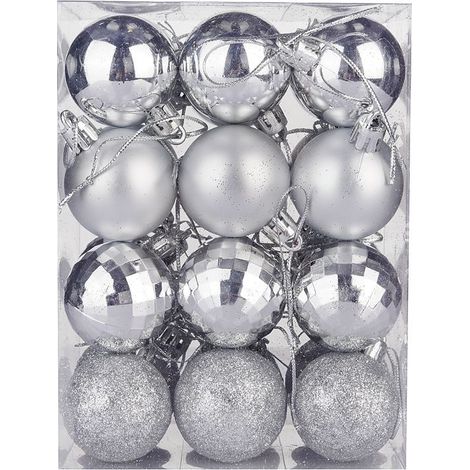 boules de Noël Décorations en argentées sapin 4 cm Plastique (1/4)
