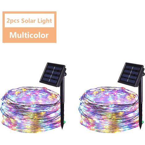 Guirlande lumineuse féérique LED (22 m, 200 LED, 2 pièces, multicolore) étanche, à énergie solaire, idéale pour décorer un sapin de Noël ou un jardin. Compatible avec les fêtes et les décorations de j (1/5)