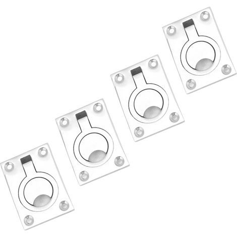 Poignées à Anneau de Traction Carrées Durables en Acier Inoxydable, pour Meubles et Applications Marines, 4 Pièces pour Loquet de Trappe de Bateau (1/5)