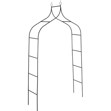 Arco per rose per piante rampicanti da giardino 200 x 100 x 15 cm in metallo nero 130011757